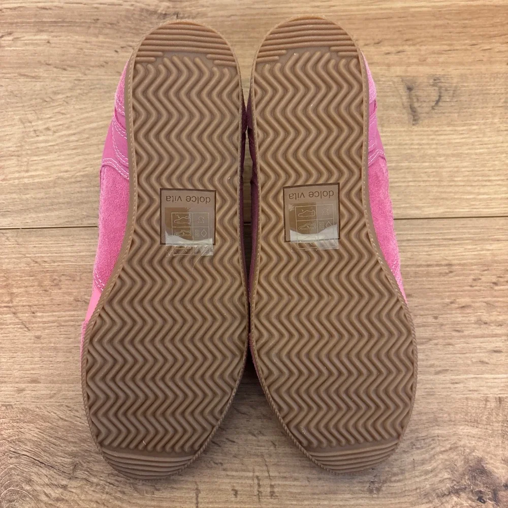 DOLCE VITA Laini Sneakers Pink Women Size 7.5 Suede Low Top Multicolor Laces